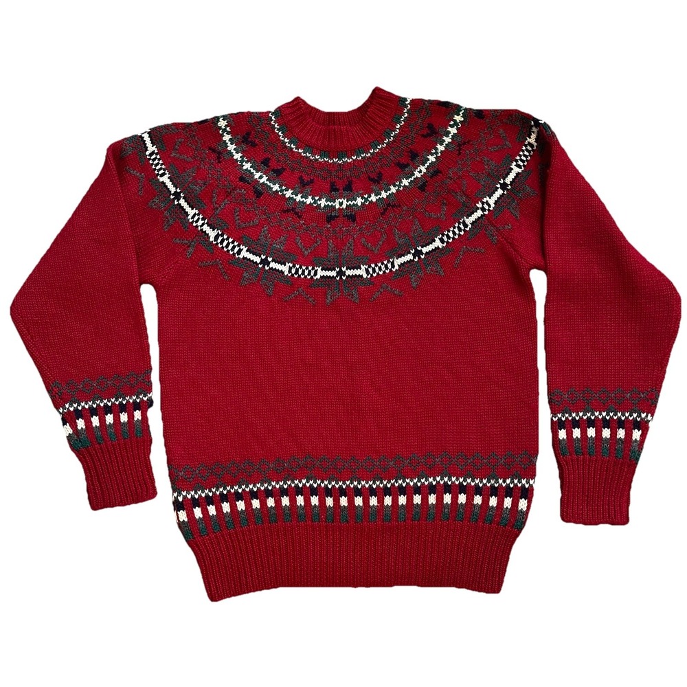 Vtg Allen Solly Wool Fair Isle Sweater  Men's M Nordic Crew Neck Ski Holiday‎